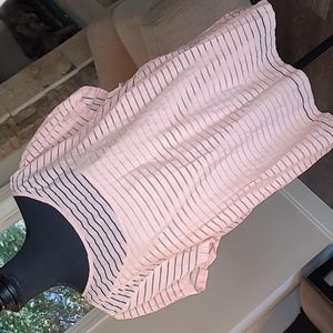 Talbots Peach Sheer Striped Blouse with Peach Lining and Keyhole Back